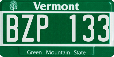 VT license plate BZP133