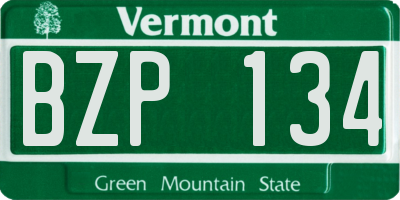 VT license plate BZP134