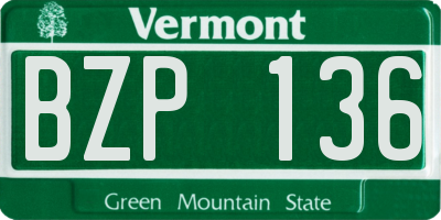 VT license plate BZP136