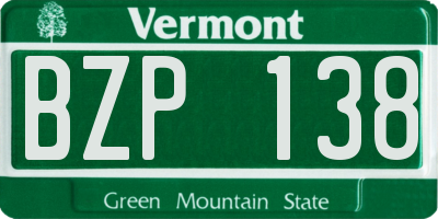 VT license plate BZP138