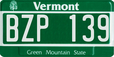 VT license plate BZP139