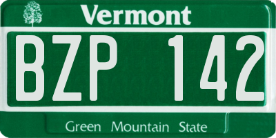 VT license plate BZP142