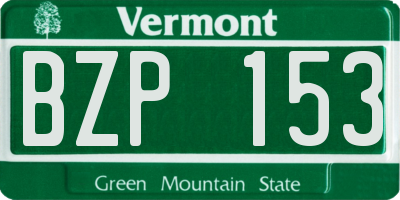 VT license plate BZP153