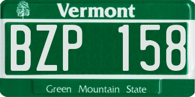 VT license plate BZP158
