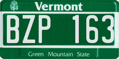VT license plate BZP163