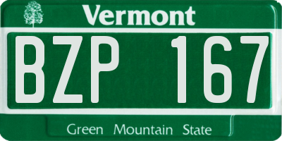 VT license plate BZP167
