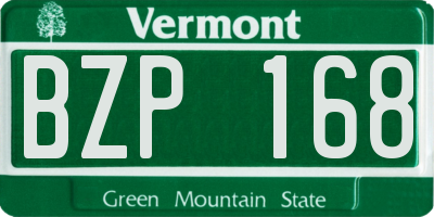 VT license plate BZP168