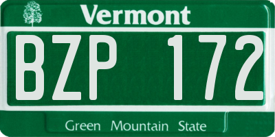 VT license plate BZP172
