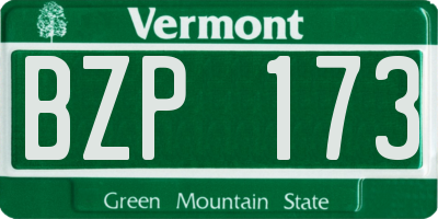 VT license plate BZP173