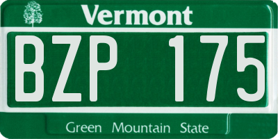 VT license plate BZP175