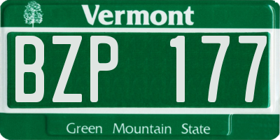 VT license plate BZP177