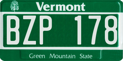 VT license plate BZP178