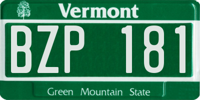 VT license plate BZP181