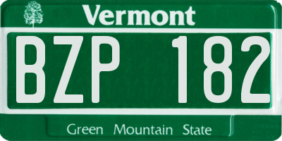 VT license plate BZP182