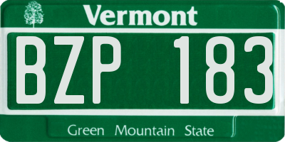 VT license plate BZP183