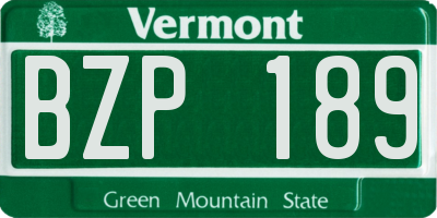VT license plate BZP189