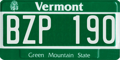 VT license plate BZP190