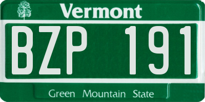 VT license plate BZP191