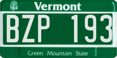 VT license plate BZP193