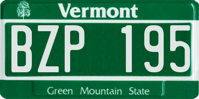 VT license plate BZP195