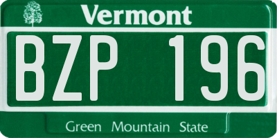 VT license plate BZP196