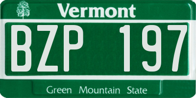 VT license plate BZP197