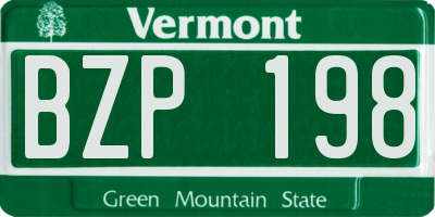 VT license plate BZP198