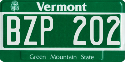 VT license plate BZP202