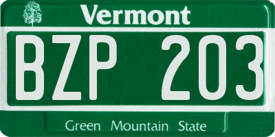 VT license plate BZP203