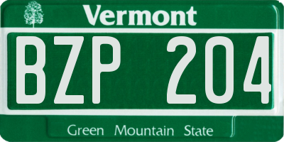VT license plate BZP204