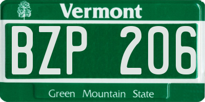 VT license plate BZP206