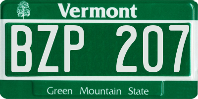 VT license plate BZP207