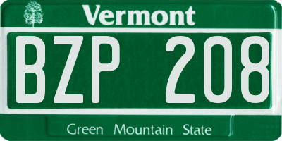 VT license plate BZP208