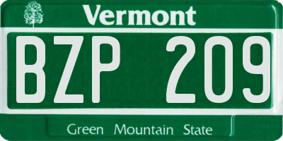 VT license plate BZP209