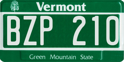 VT license plate BZP210
