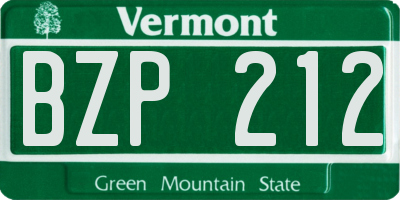 VT license plate BZP212