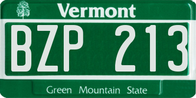 VT license plate BZP213
