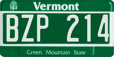 VT license plate BZP214