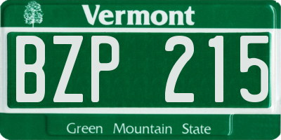 VT license plate BZP215