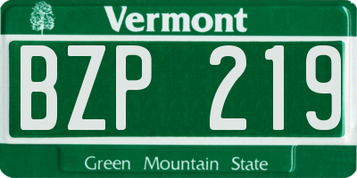 VT license plate BZP219