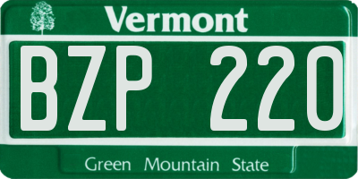 VT license plate BZP220