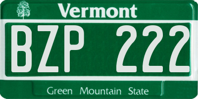 VT license plate BZP222