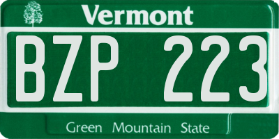 VT license plate BZP223