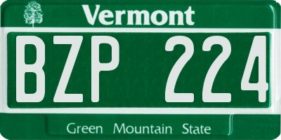 VT license plate BZP224