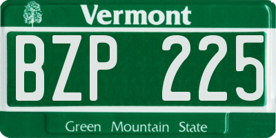 VT license plate BZP225