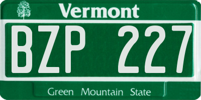 VT license plate BZP227