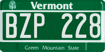 VT license plate BZP228