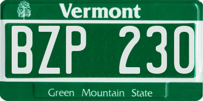 VT license plate BZP230