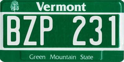 VT license plate BZP231
