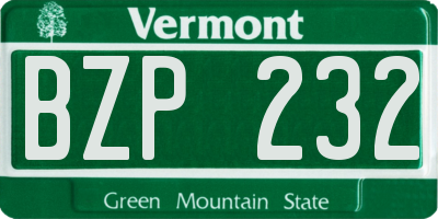 VT license plate BZP232